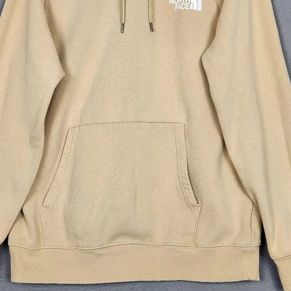 North Face Never Stop Exploring Hoodie Mens Large Beige Pullover Fleece A7R9H